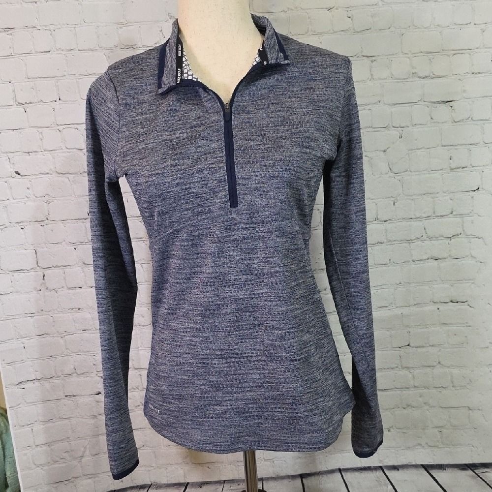 Nike Golf Pullover Women Small Navy Blue Good Dri-FIT Space Dye Quarter Zip Top‎
